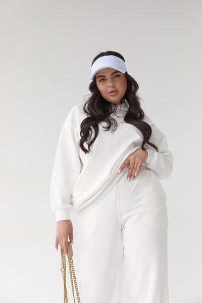 Базовий жіночий костюм SIZE+ від Fanme худі+джогери тринитка петля Білий XL 4982000 фото