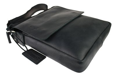 Барсетка, мужская сумка мессенджер на плечо кожаная черная 25х21х5 см Sullivan smvp67(40) фото