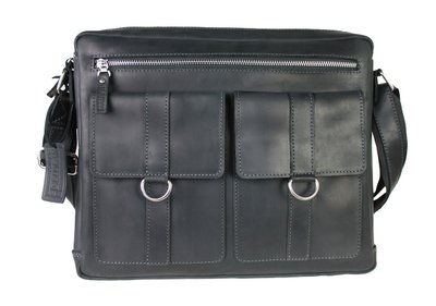 Чоловіча шкіряна сумка для ноутбука чорна портфель А4 smg3(40) фото