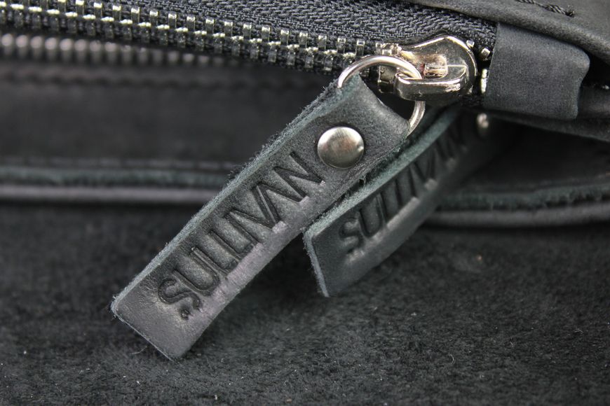 Барсетка, чоловіча сумка месенджер на плече шкіряна чорна 25х21х5 см Sullivan  smvp67(40) фото