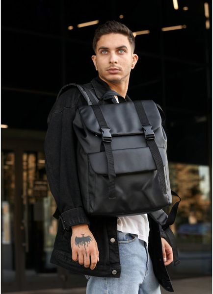 Чоловічий рюкзак ролл Sambag Loft Zard чорний з клапаном 22651001m фото