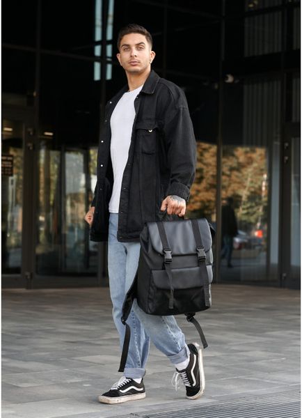 Чоловічий рюкзак ролл Sambag Loft Zard чорний з клапаном 22651001m фото