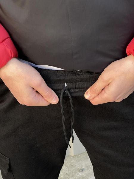 Штани чоловічі карго утепленні на флісі з кишенями Чорні 1555138358 фото