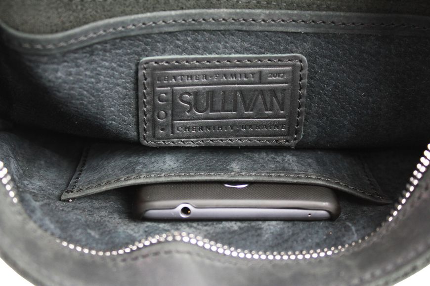 Барсетка, сумка через плече чоловіча з натуральної шкіри чорна 25х21х5 Sullivan smvp53(30) smvp53(30) фото