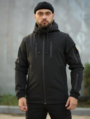 Куртка мужская демисезонная SoftShell Reef черный S с шевроном 1434674060 фото