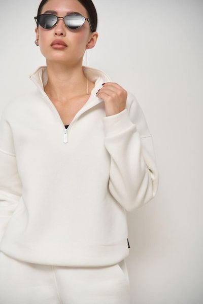 Теплий жіночий трикотажний костюм Білий на флісі Lumina Fleece від Fanme XS 1822000 фото