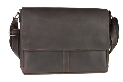 Мужская кожаная сумка для ноутбука коричневая портфель А4 smg4(45) фото