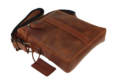 Чоловіча шкіряна сумка на плече барсетка світло-коричнева smvp148(27) фото