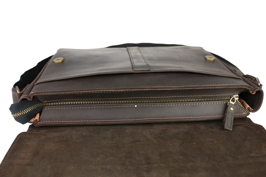 Чоловіча шкіряна сумка для ноутбука коричнева портфель А4 smg4(45) фото
