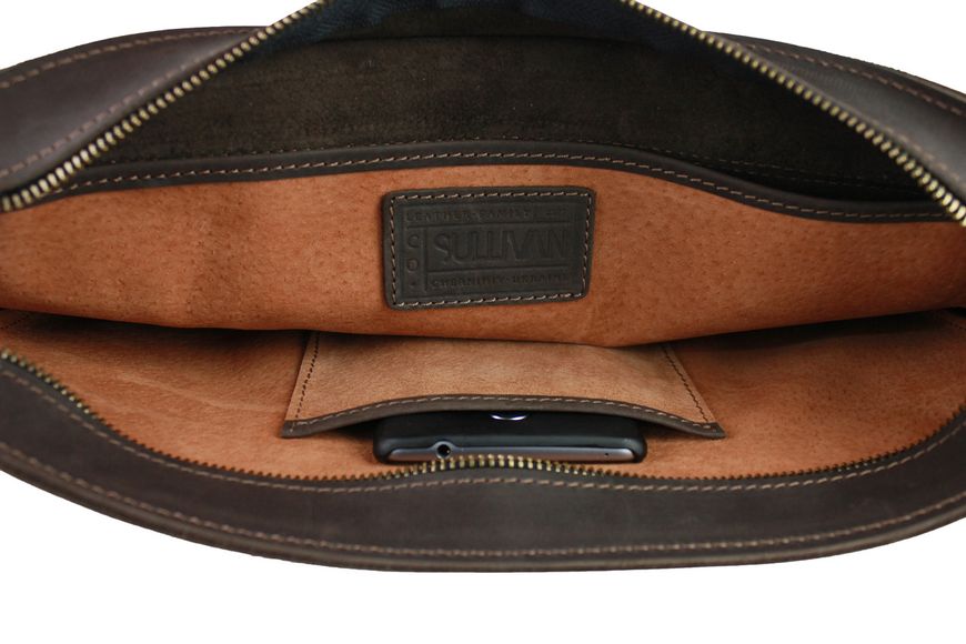 Чоловіча шкіряна сумка для ноутбука коричнева портфель А4 smg4(45) фото