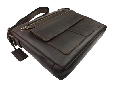 Мужская кожаная сумка для ноутбука коричневая портфель А4 smg5(40) фото