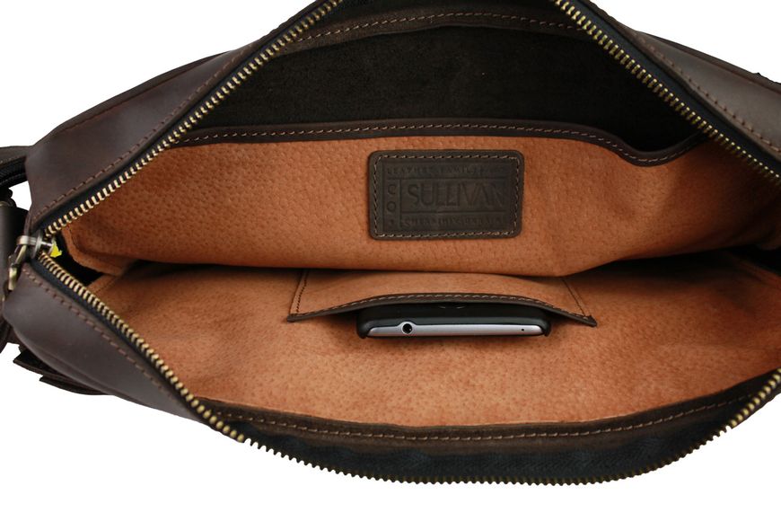 Чоловіча шкіряна сумка для ноутбука коричнева портфель А4 smg5(40) фото