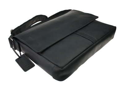Мужская кожаная сумка для ноутбука черная портфель А4 smg6(45) фото