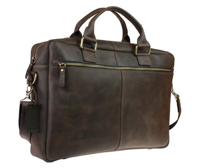 Чоловіча шкіряна сумка портфель для ноутбука 15.6 коричнева Ручна робота. smg26(59) фото