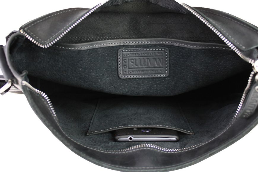 Чоловіча шкіряна сумка для ноутбука чорна портфель А4 smg7(45) фото