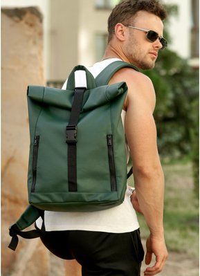 Чоловічий рюкзак ролл екошкіра Sambag RollTop LZT зелений 24208007m фото