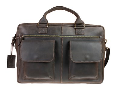 Чоловіча шкіряна сумка для ноутбука коричнева портфель А4 smg28(60) фото