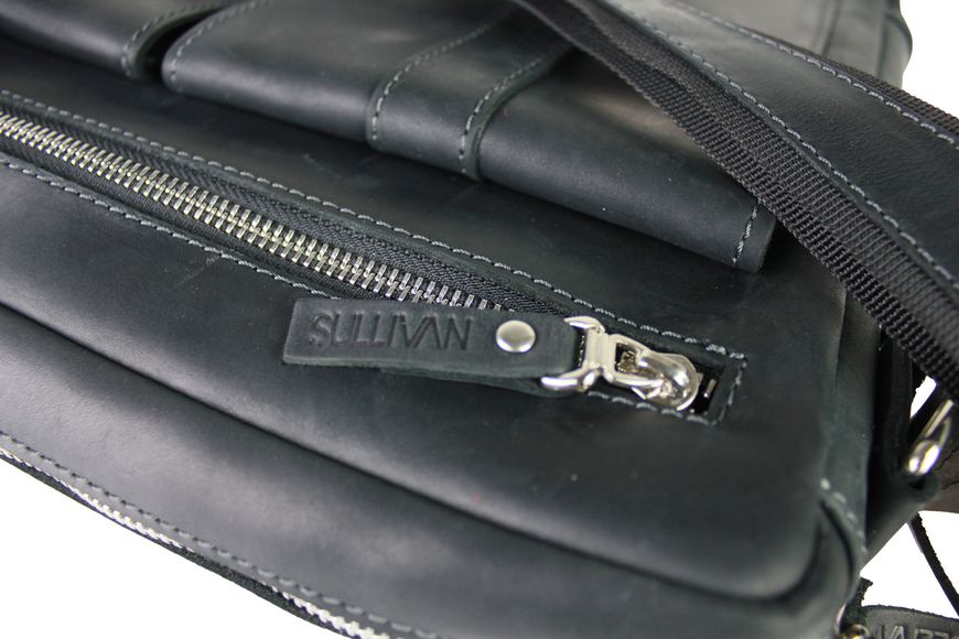 Чоловіча шкіряна сумка для ноутбука чорна портфель А4 smg3(40) фото