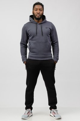 Чоловічий спортивний костюм на Флісі Go fitness графіт-чорний  худі + штани КМ030-9 S-M КМ030-9 фото